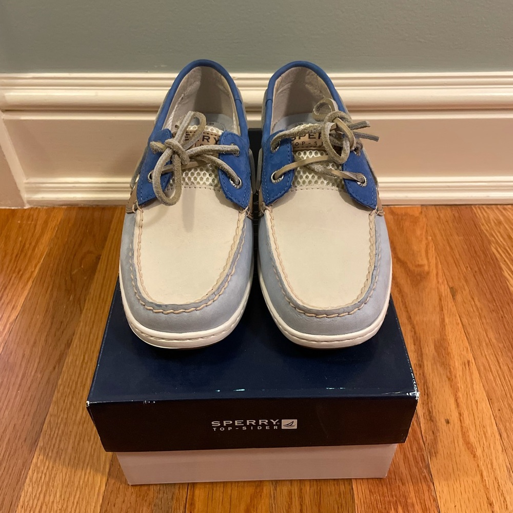 Sperry Bluefish Open Mesh Blue Slip On Boat Shoes Women’s size 8